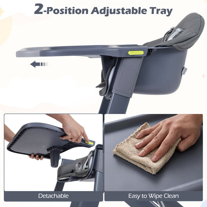 3-In-1 Washable Baby High Chair With Tray, Gray High Chairs at Gallery Canada