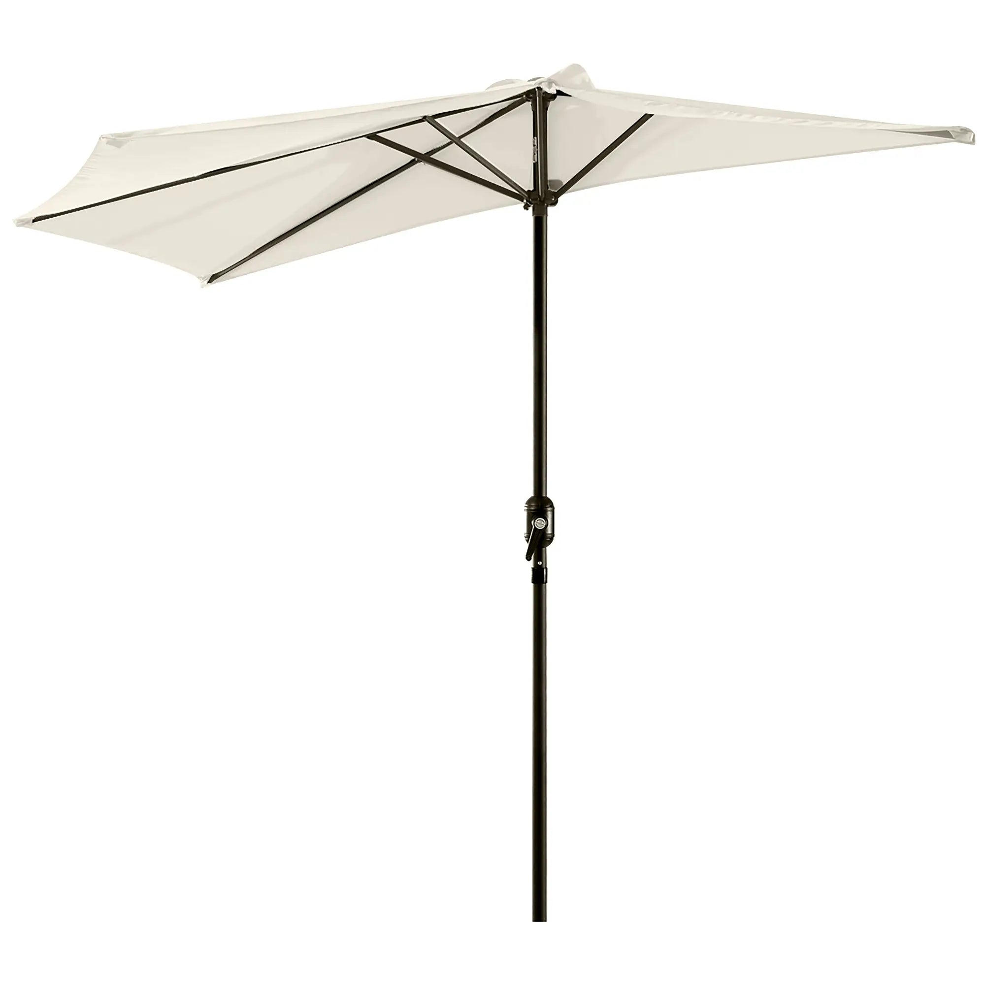 9.8ft Half Umbrella, Semi Round Patio Parasol, Crank Handle, Top Vent, Cream Sun Umbrellas Cream at Gallery Canada
