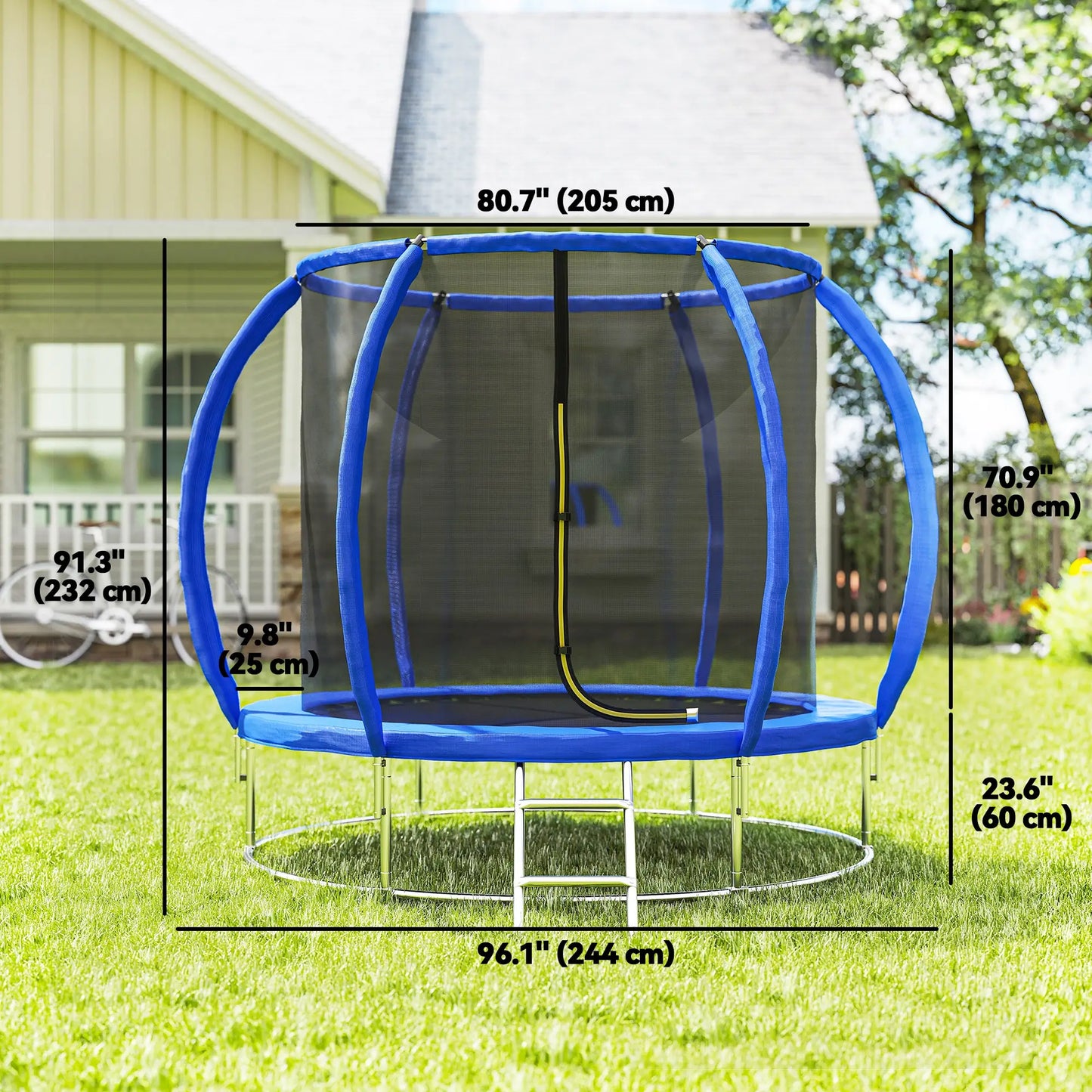 8ft Trampoline, ASTM Certified, Circular Base, Enclosure Net, Ladder Trampolines at Gallery Canada
