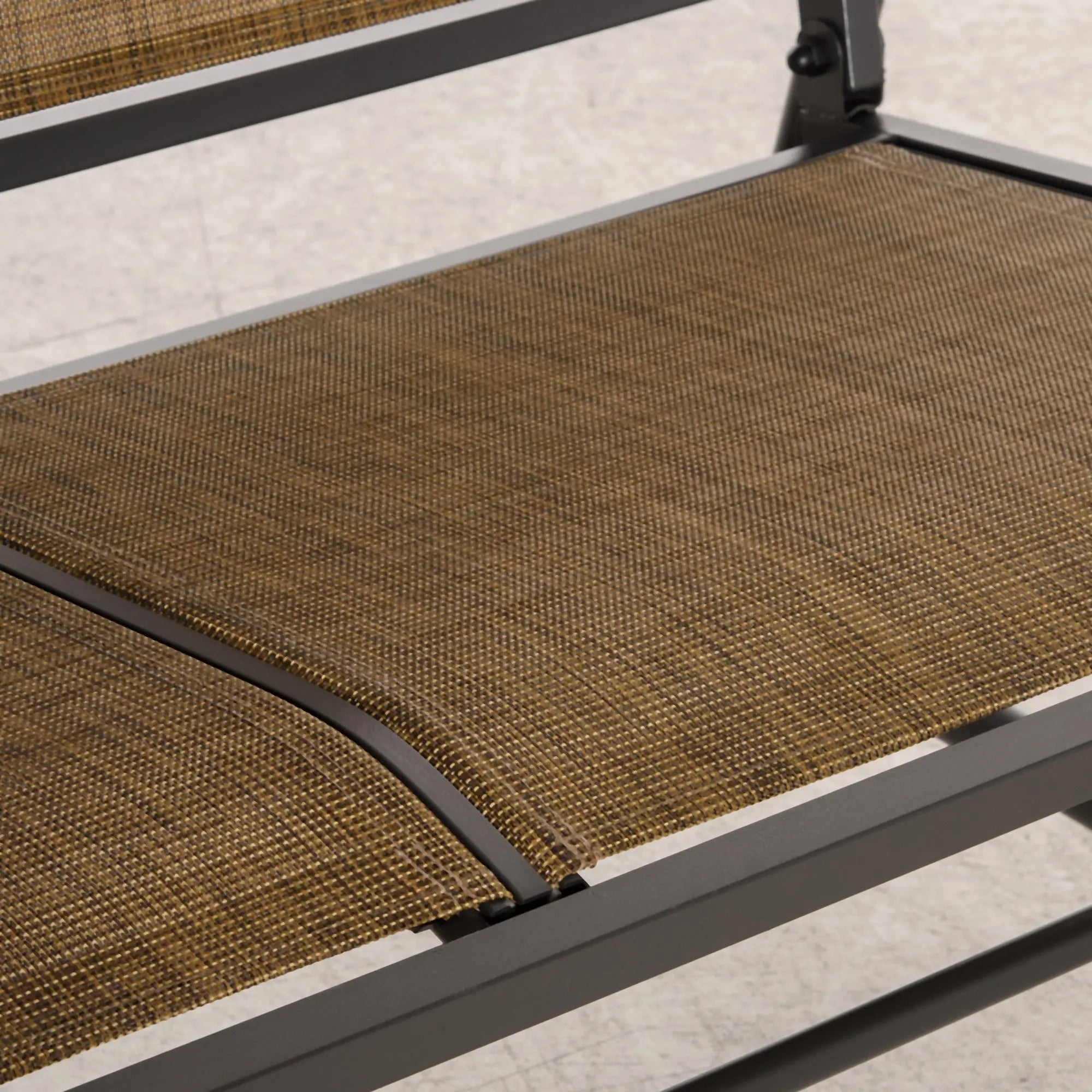 Outdoor Steel Glider Bench, Sling Fabric Swing Chair, Brown Outdoor Gliders at Gallery Canada