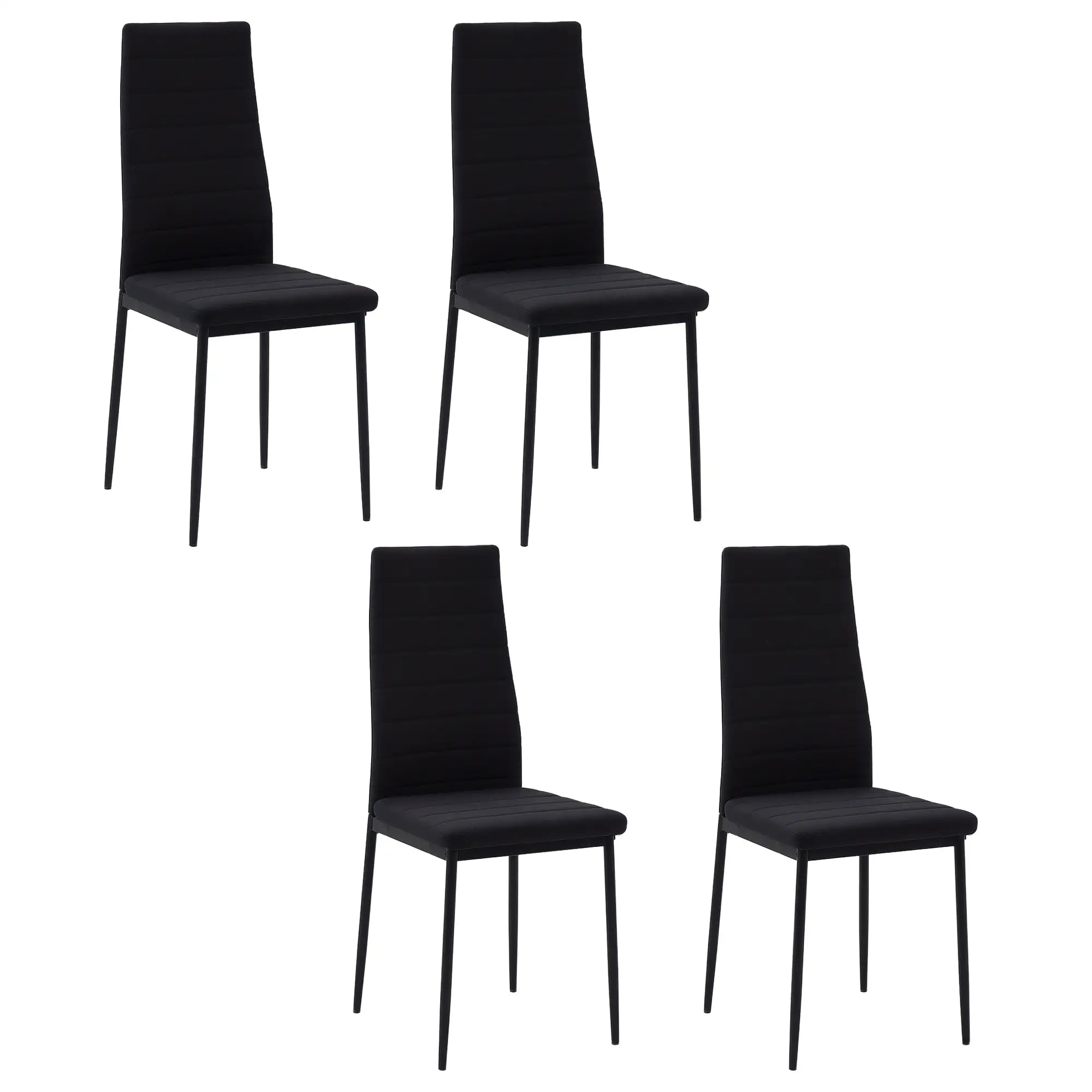 High Back Dining Chairs, Upholstered Linen Fabric, Metal Legs, Set of 4, Black Bar Stools at Gallery Canada