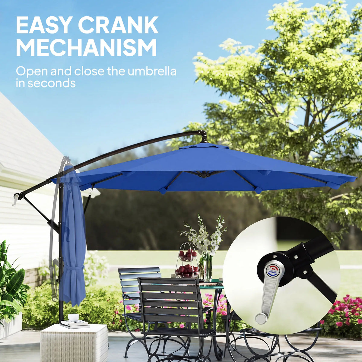 10FT Cantilever Patio Umbrella, With Cover And Wind Ropes, Navy Blue Offset Cantilever Umbrellas at Gallery Canada