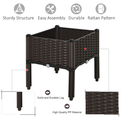 Raised Garden Bed, PP Flower Bed, Vegetable Herb Grow Box, Brown Elevated Garden Beds at Gallery Canada