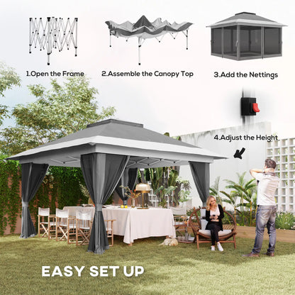 11.7' x 11.7' Pop Up Canopy Tent, UPF50+ Sun Shelter with Netting, Wheeled Bag Pop Up Canopies at Gallery Canada
