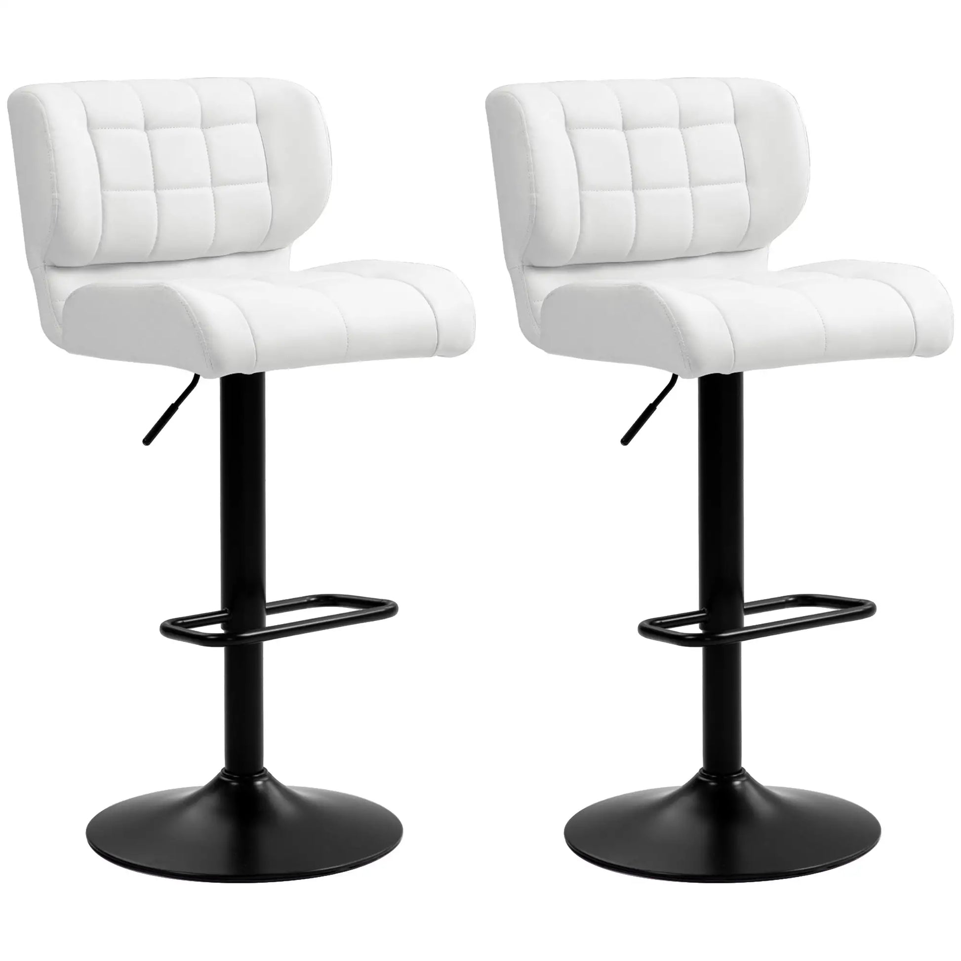 Swivel PU Leather Barstools, Set of 2, Adjustable with Footrest, White Bar Stools at Gallery Canada