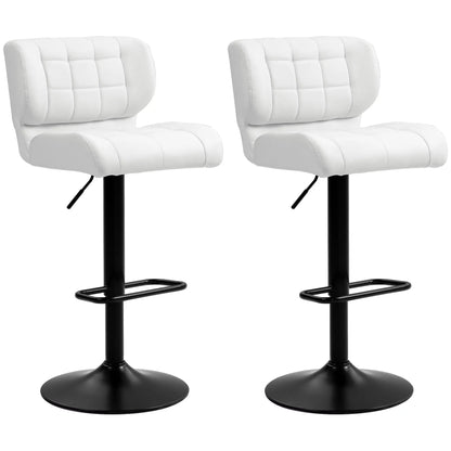 Swivel PU Leather Barstools, Set of 2, Adjustable with Footrest, White Bar Stools at Gallery Canada