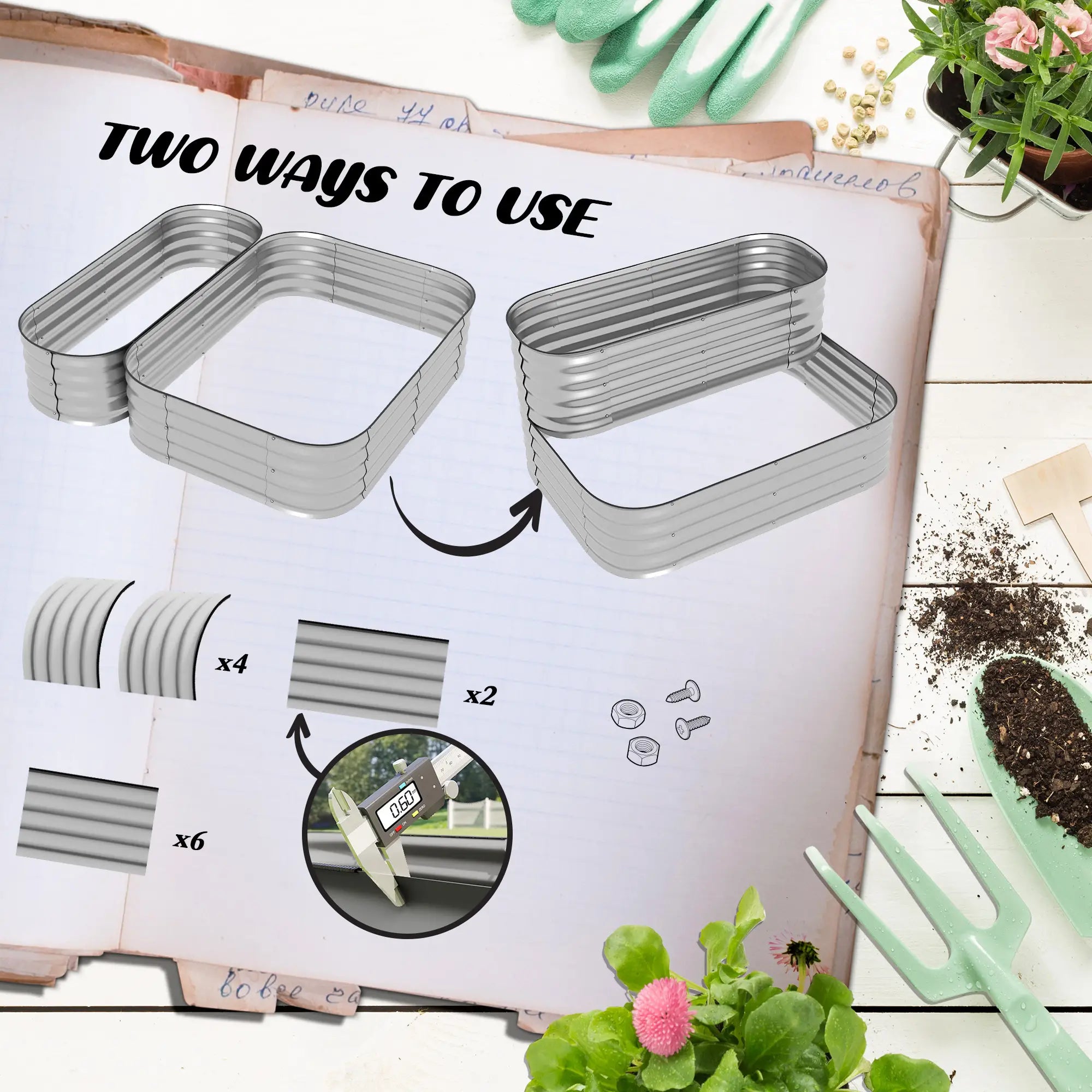 4'x3'x1' Outdoor Raised Garden Bed, 2-Tier Galvanized Planter Box Galvanized Planter Boxes at Gallery Canada