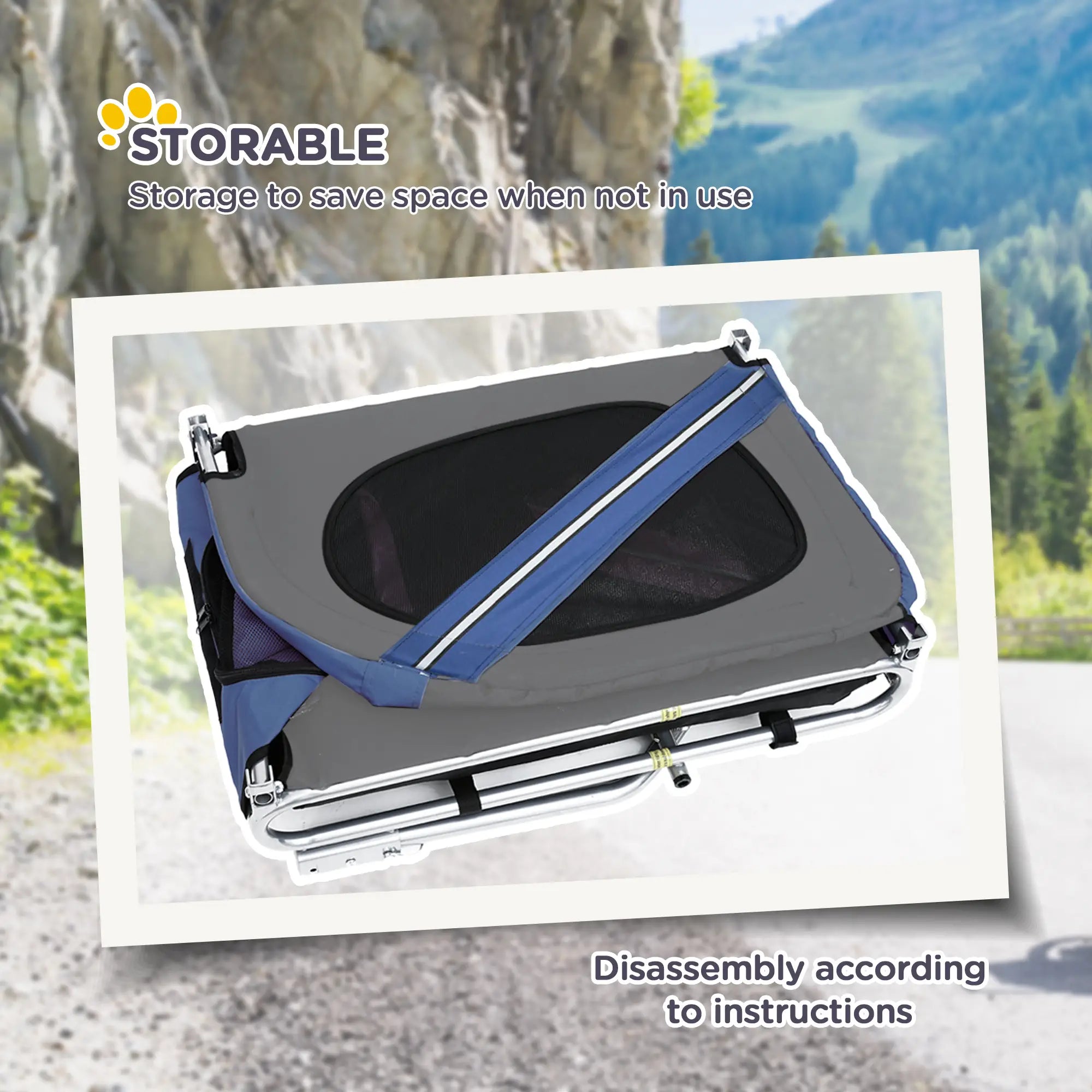 Foldable Dog Bike Trailer, Pet Cargo Carrier, Blue and Grey Dog Bike Trailers & Strollers at Gallery Canada