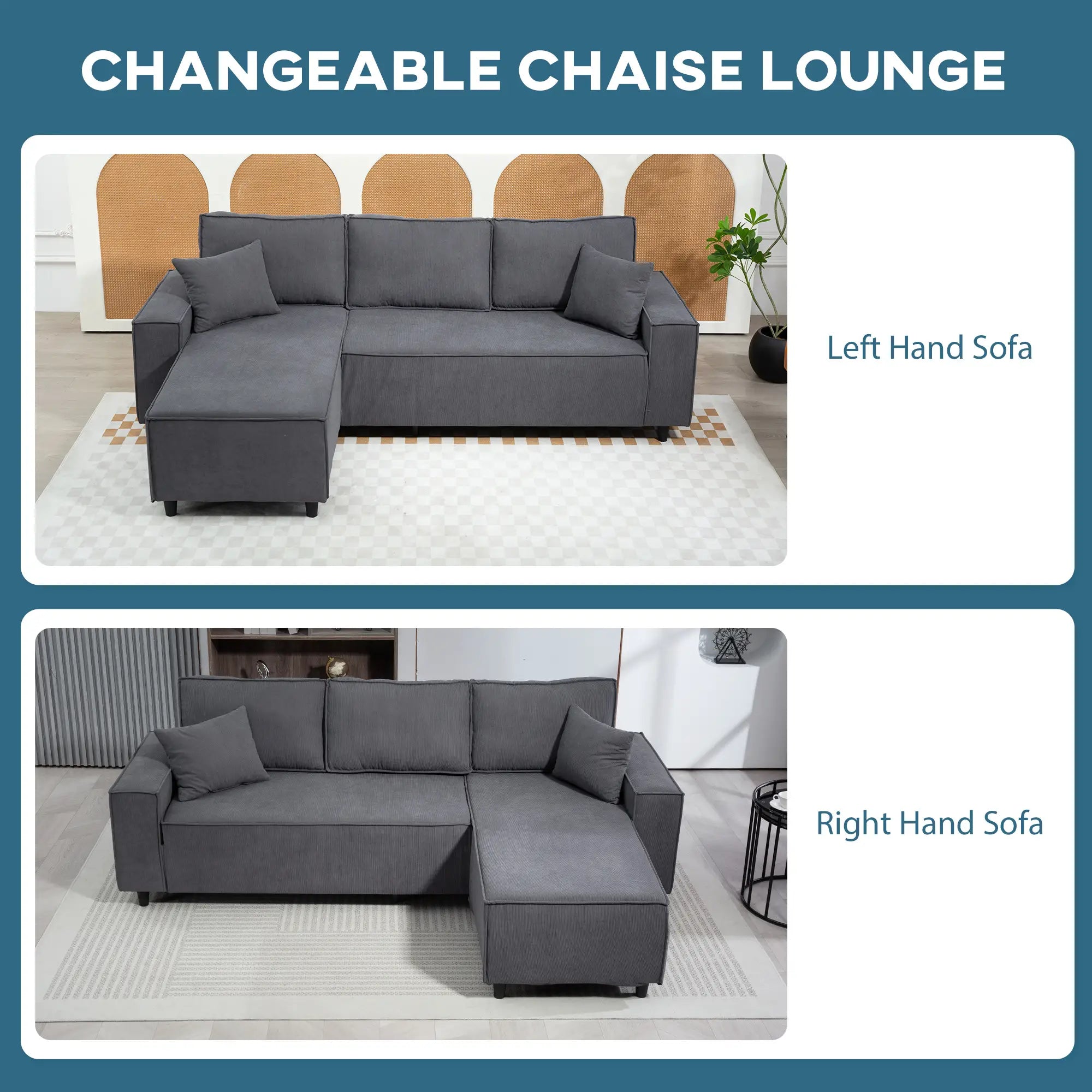 Corner Sofa, L-Shaped Sectional with Chaise, Pocket Spring, 2 Pillows, Charcoal Grey Sofas & Reclining Chairs at Gallery Canada