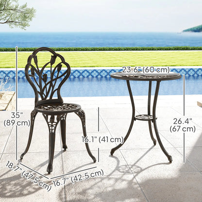 3PCs Patio Bistro Set, Cast Aluminum Table and Chairs, Bronze Bistro Sets at Gallery Canada