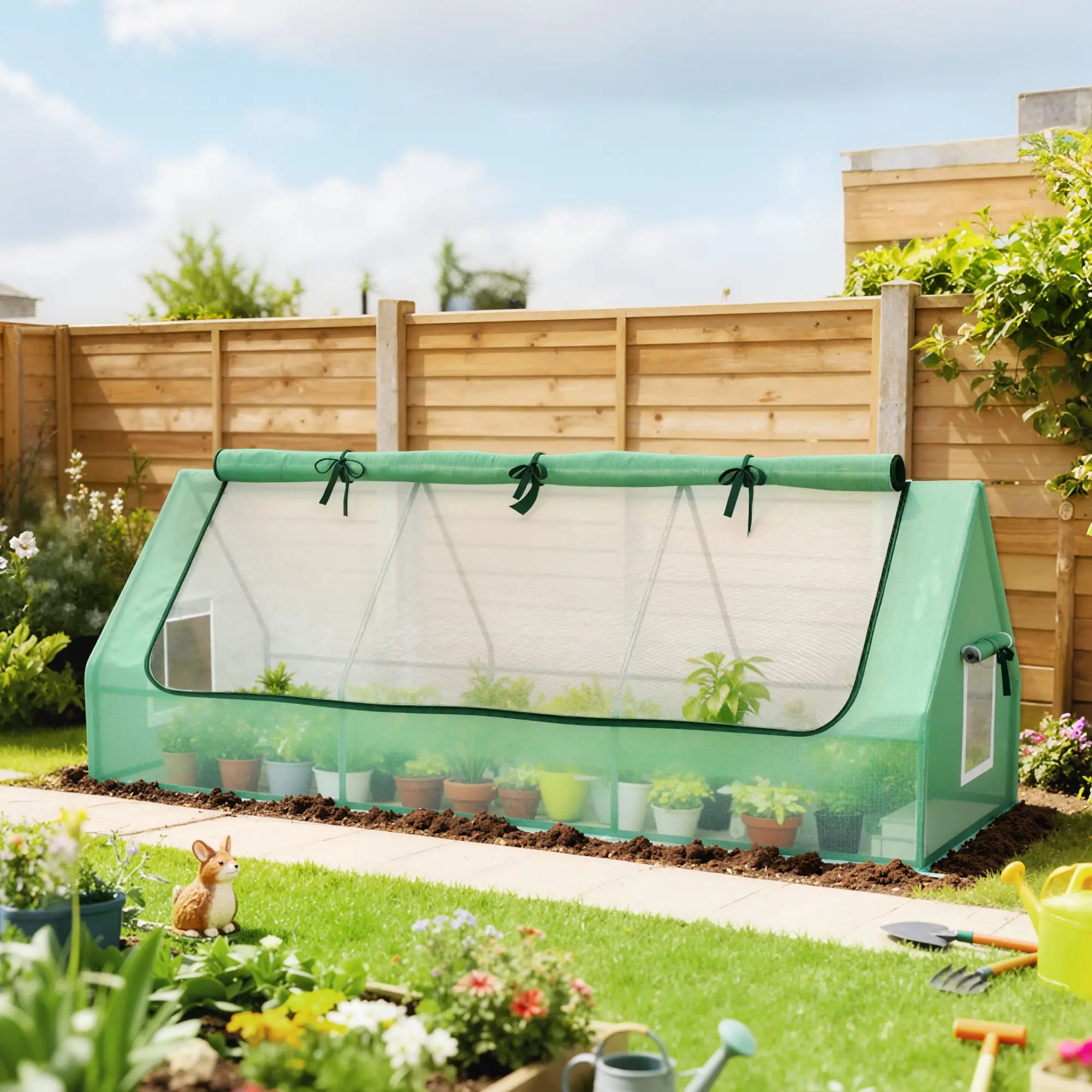 Portable Mini Greenhouse, Mesh Windows, 94.5