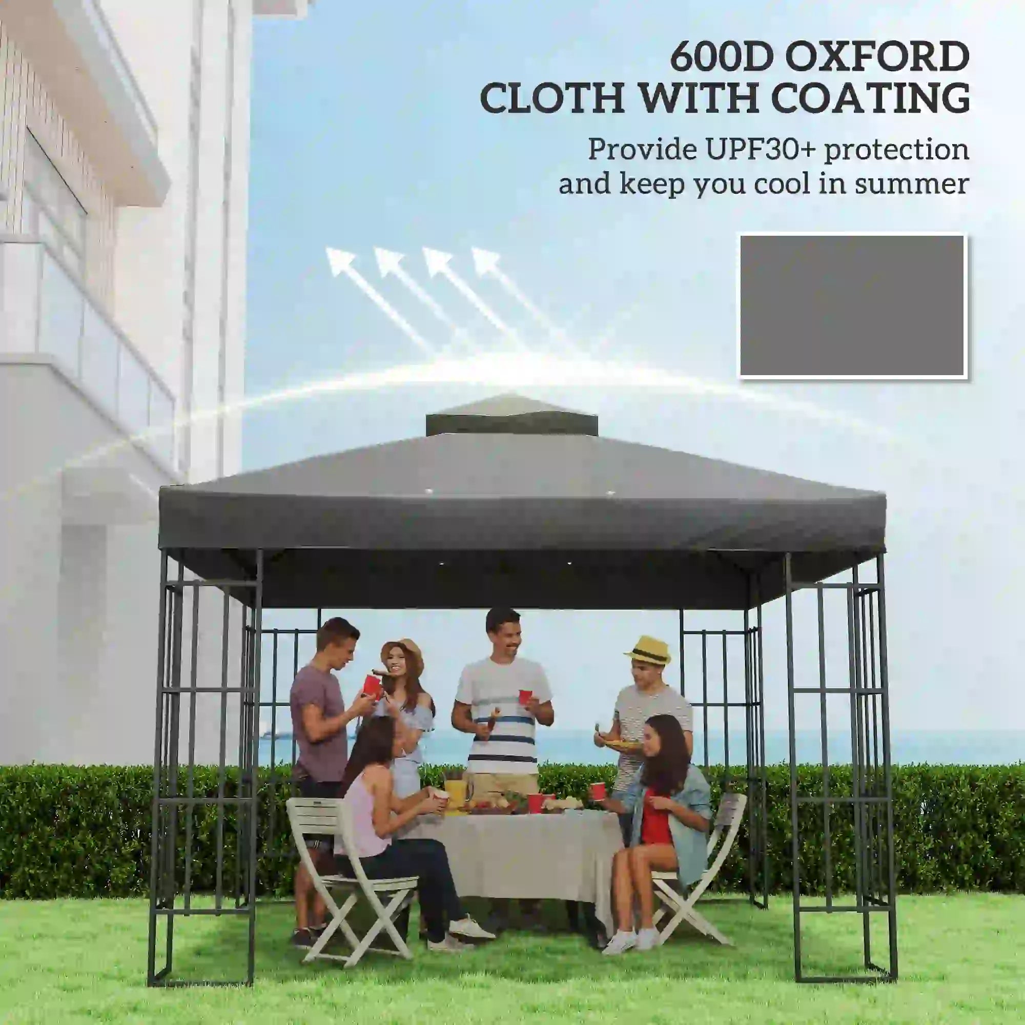 10' x 10' Gazebo Canopy Replacement Cover, UPF30+, Top Cover Only, Dark Grey Gazebo Canopy Replacement at Gallery Canada