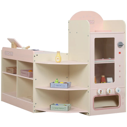 Kids Grocery Store Playset, Cash Register, Vending Machine, Pink Toy Playsets Beige, Pink, Multicolour at Gallery Canada