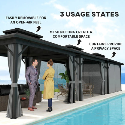 10' x 12' Hardtop Gazebo, Sun Shelter, Metal Roof, Mosquito Net, Light Grey Gazebos at Gallery Canada