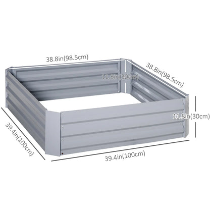 39" x 39" x 12" Raised Garden Bed Set, Elevated Planter Box, Galvanized Steel Frame, Grey Galvanized Planter Boxes at Gallery Canada