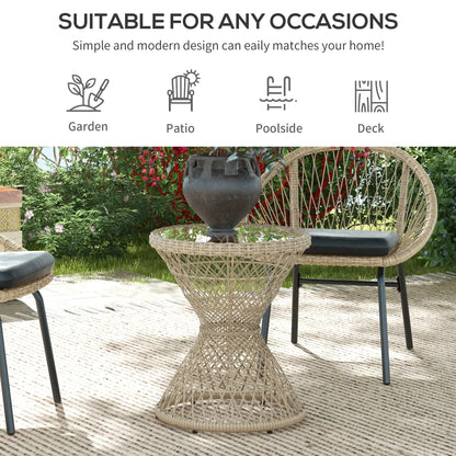 Wicker Outdoor Coffee Table, 18" Round Drum Style, Light Brown Patio Side Tables at Gallery Canada