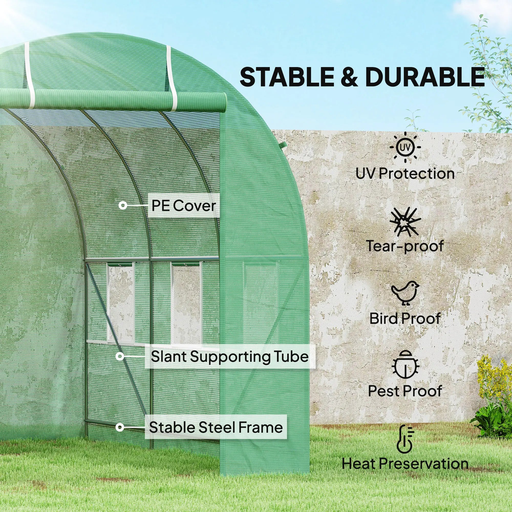 11.5' x 6.6' x 6.6' Walk-in Greenhouse, PE Cover, Roll Up Door, Windows, Green Walk In Greenhouses at Gallery Canada