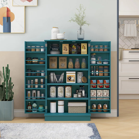 41 Storage Cabinet, 2-Door Kitchen Pantry, 5-Tier Shelving, Teal Blue Kitchen Pantry Cabinets Teal Blue at Gallery Canada