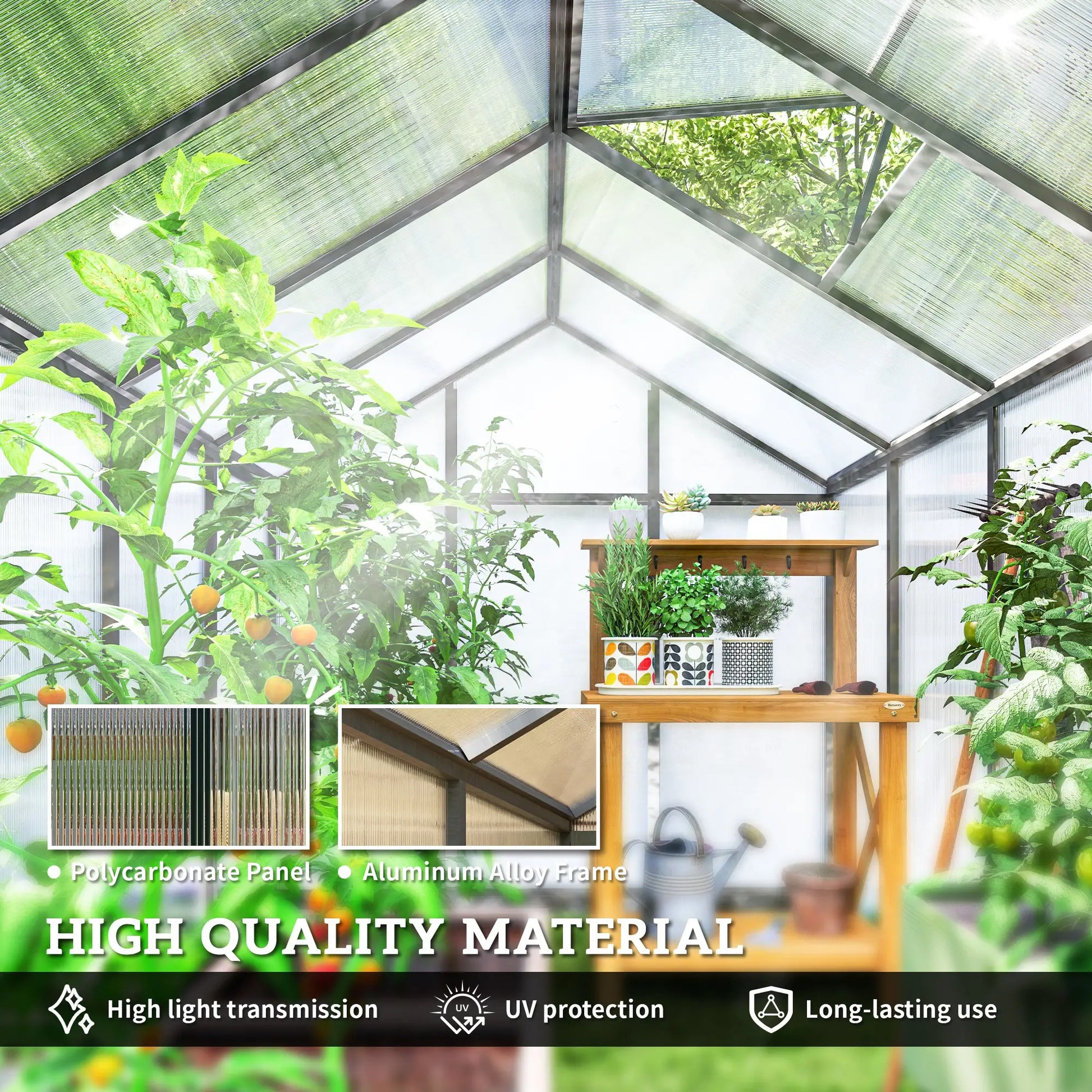 6' x 10' x 6.4' Polycarbonate Greenhouse, Aluminum Walk-In, Charcoal Grey Walk In Greenhouses at Gallery Canada