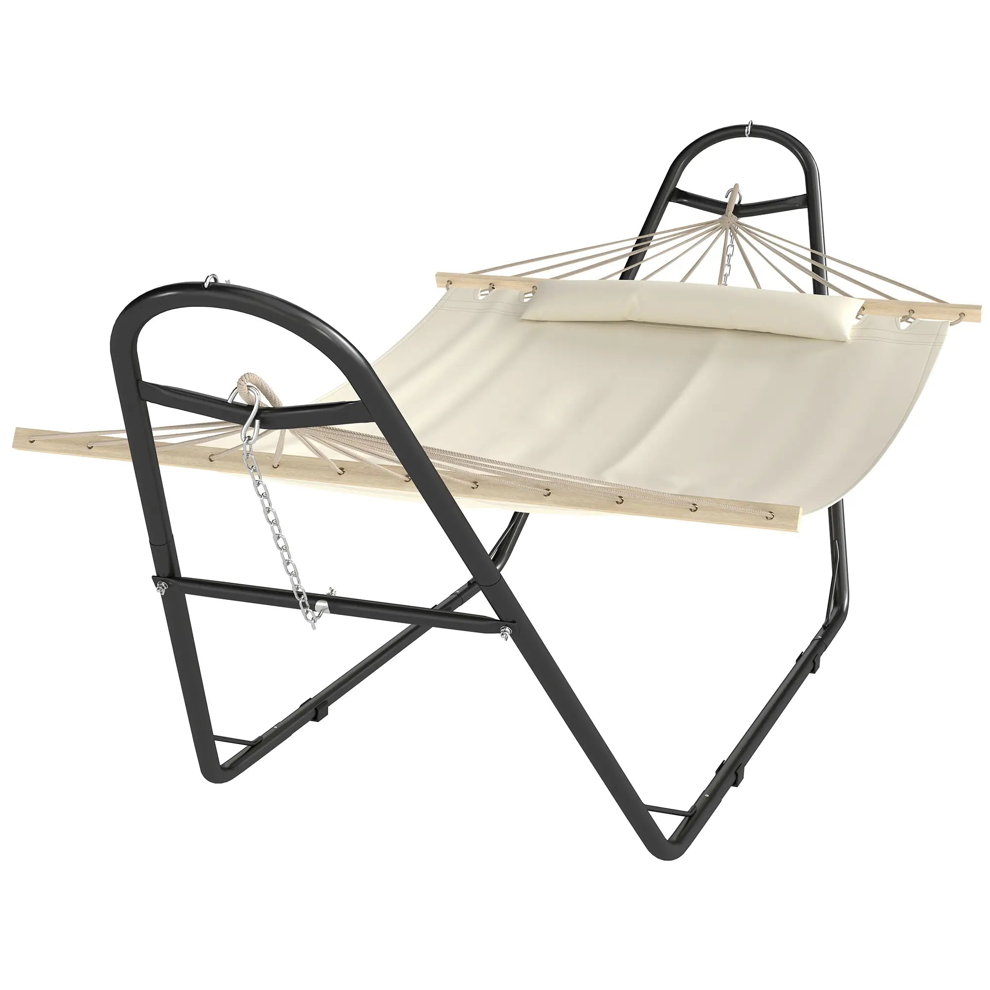 Heavy Duty Camping Hammock With Stand, Detachable Pillow, 264 Lbs, Cream White Camping Hammocks at Gallery Canada