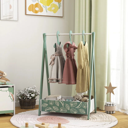 Kids Clothing Rack with Storage Shelf, Hangers, Green Kids Bedroom Furniture at Gallery Canada