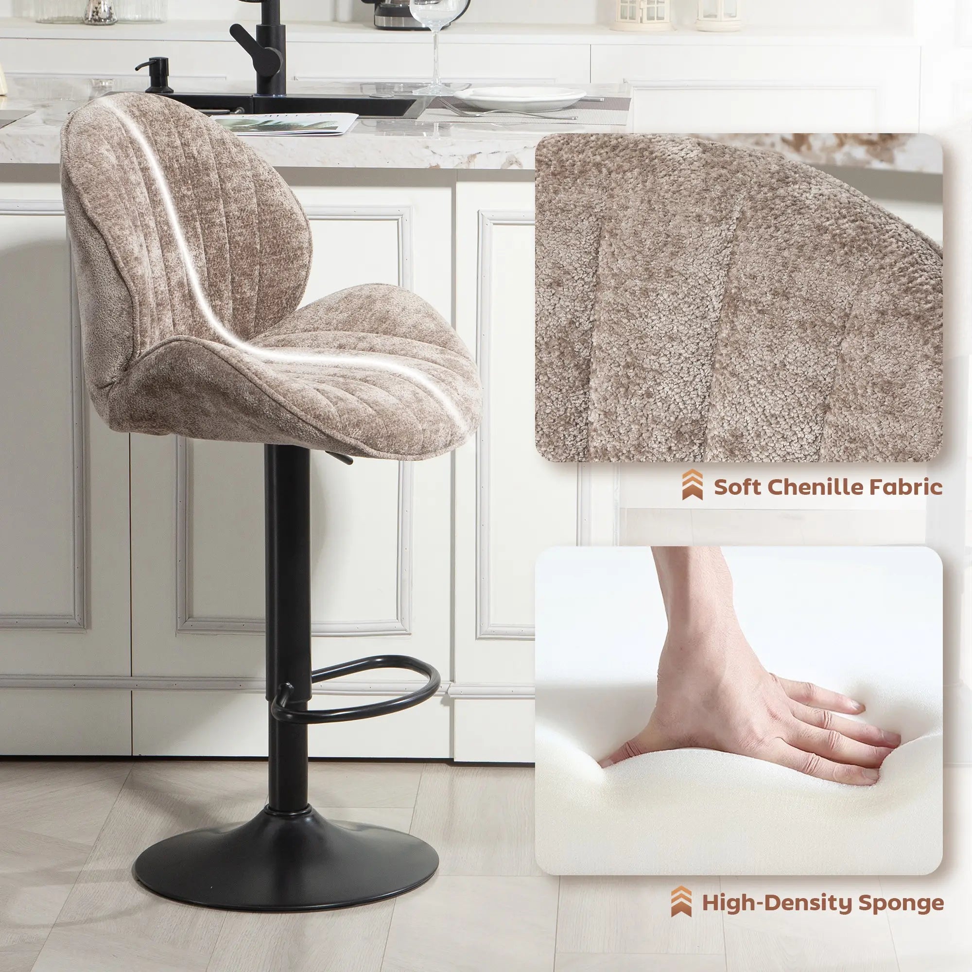 Swivel Bar Stools Set Of 2, Adjustable Height, Brown Bar Stools at Gallery Canada