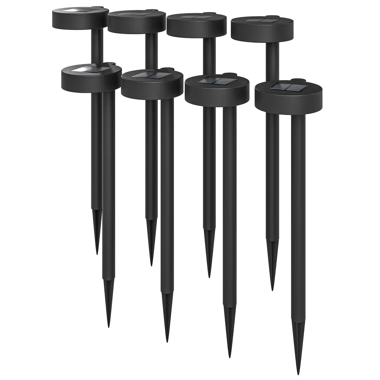 8 Pack Solar Garden Lights, Auto On/Off, IP44, Driveway, Walkway, Yard Solar Post Lamps Black at Gallery Canada