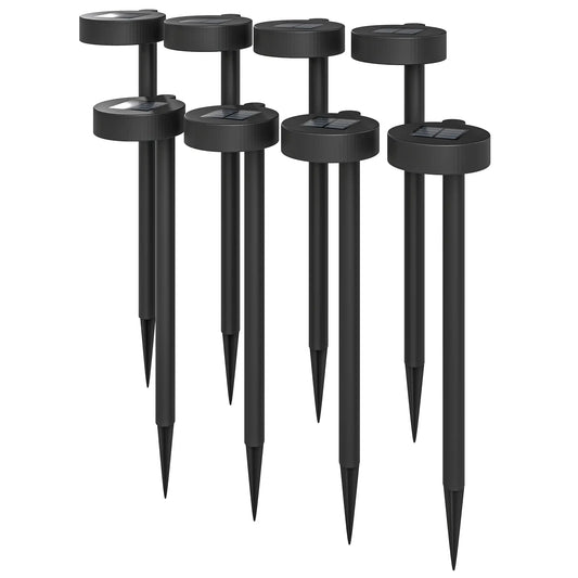 8 Pack Solar Garden Lights, Auto On/Off, IP44, Driveway, Walkway, Yard Solar Post Lamps Black at Gallery Canada