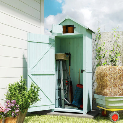 30" x 21" x 71" Garden Storage Shed, Outdoor Tool House, 3 Tier Shelves, Blue Sheds at Gallery Canada