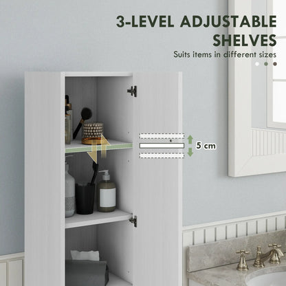 Tall Bathroom Storage Cabinet, Adjustable Shelves, Wood Grain, White Bathroom Cabinets at Gallery Canada