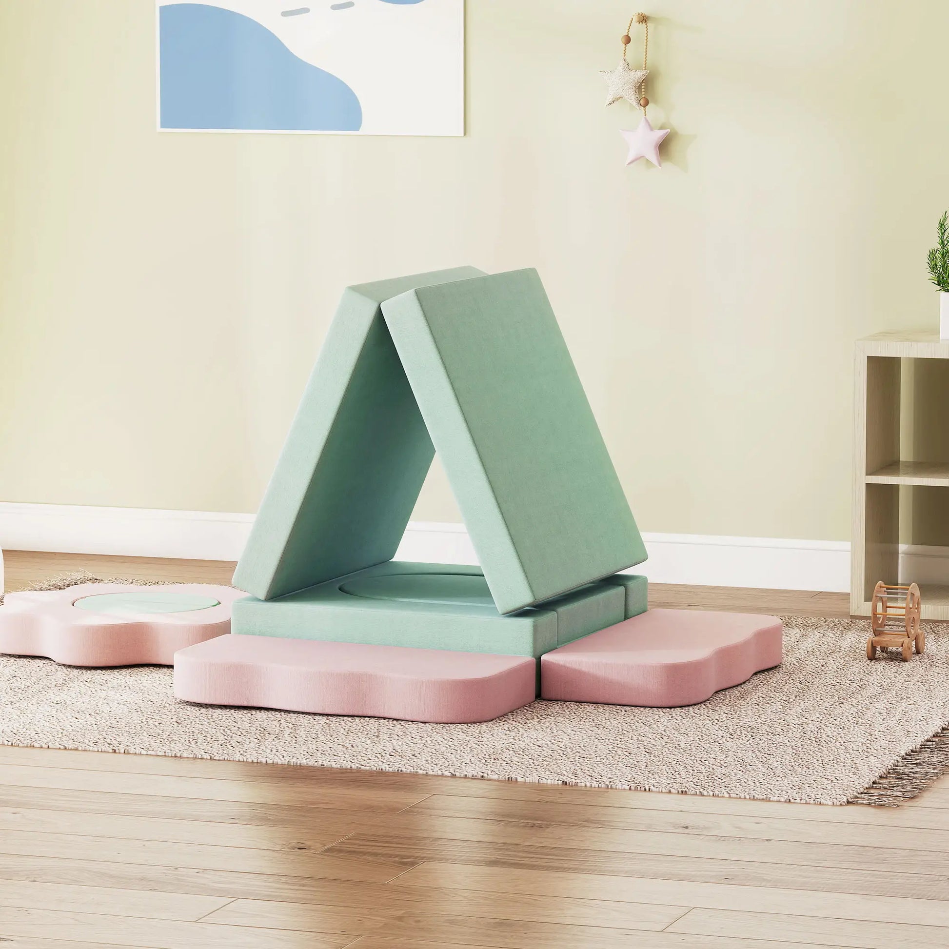 12-Piece Climbing Toys for Toddlers, Indoor Play Set, Green Kids Gym & Playmats at Gallery Canada