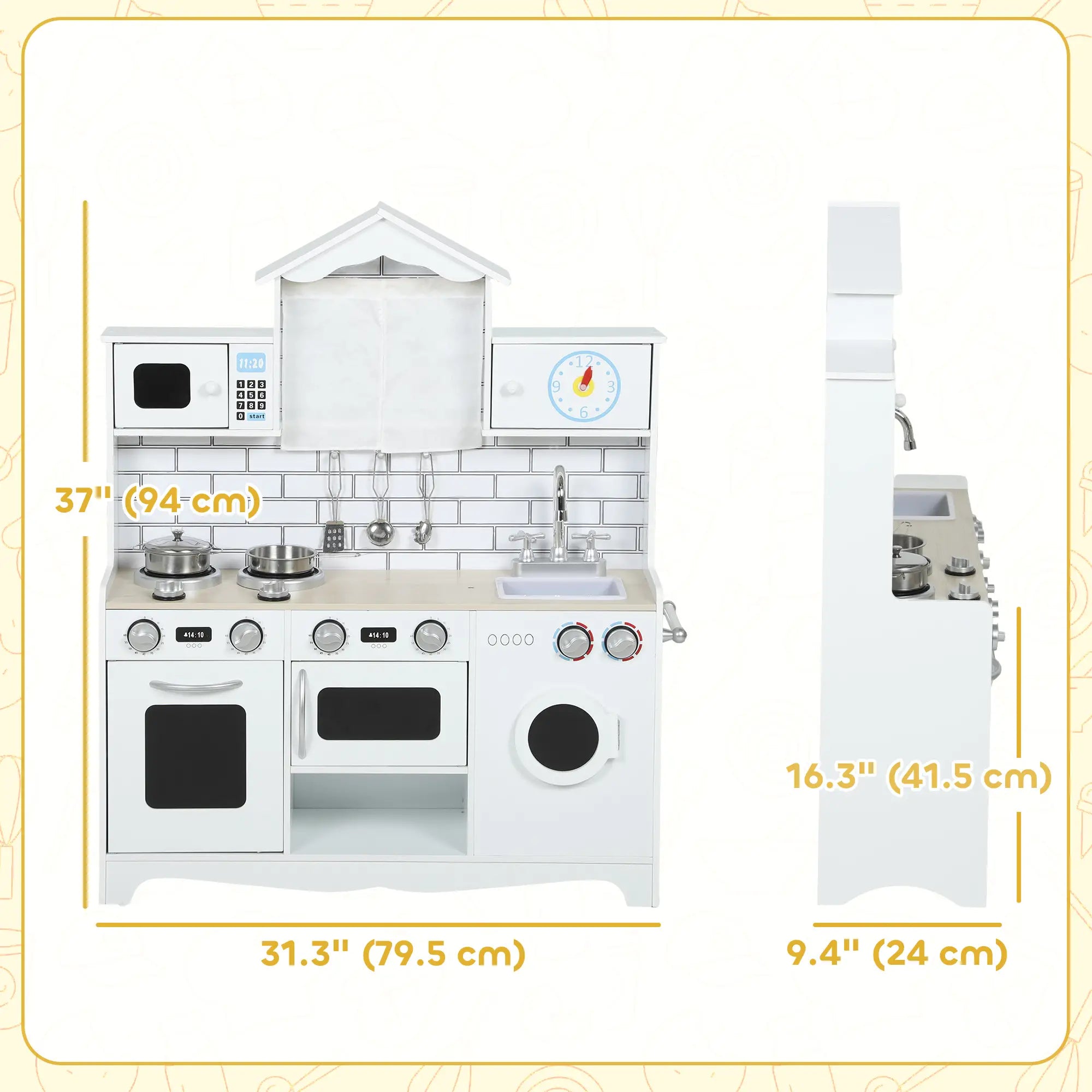 Pretend Play Kitchen for Kids, Ages 3-6 Years, White Play Kitchen at Gallery Canada