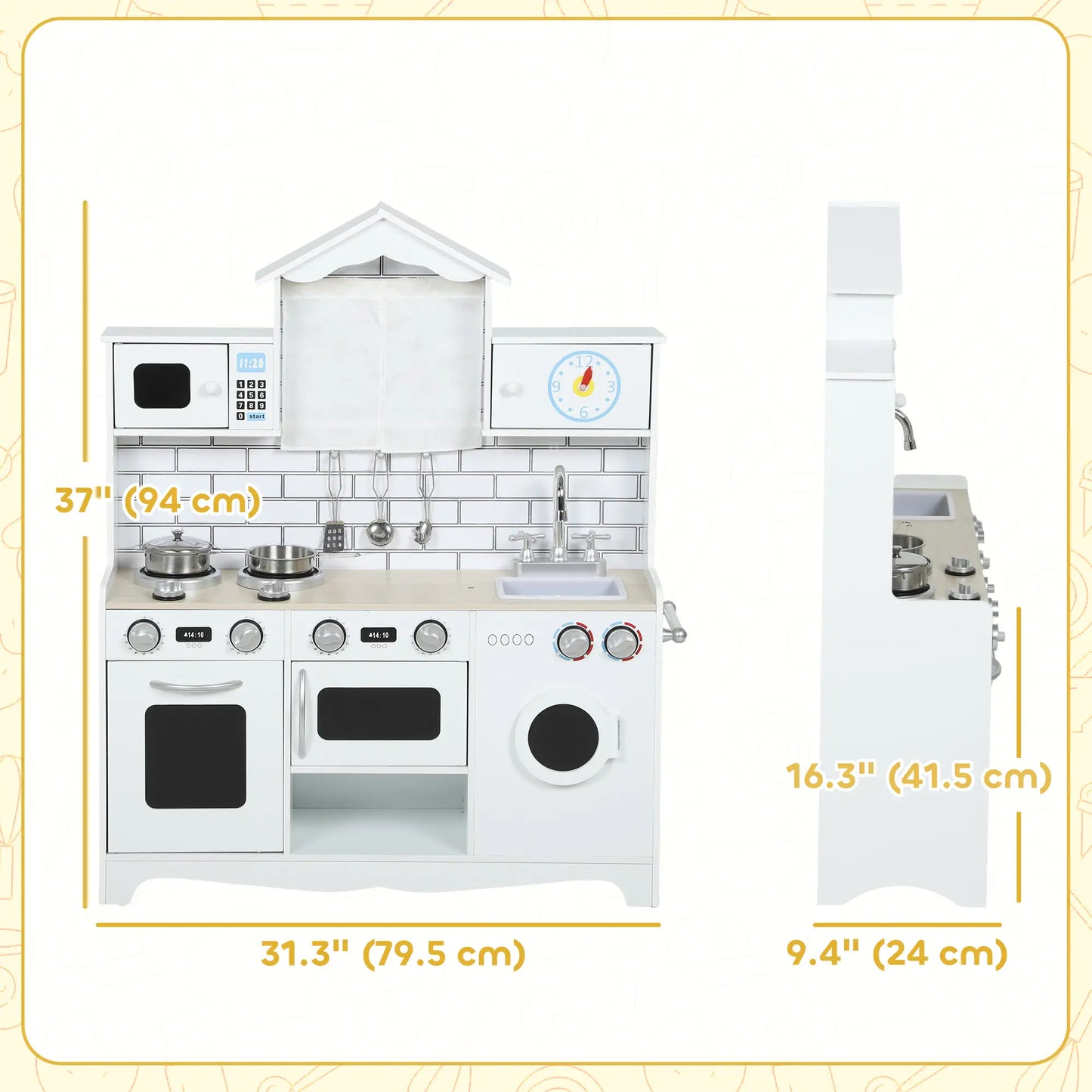 Pretend Play Kitchen for Kids, Ages 3-6 Years, White Play Kitchen at Gallery Canada