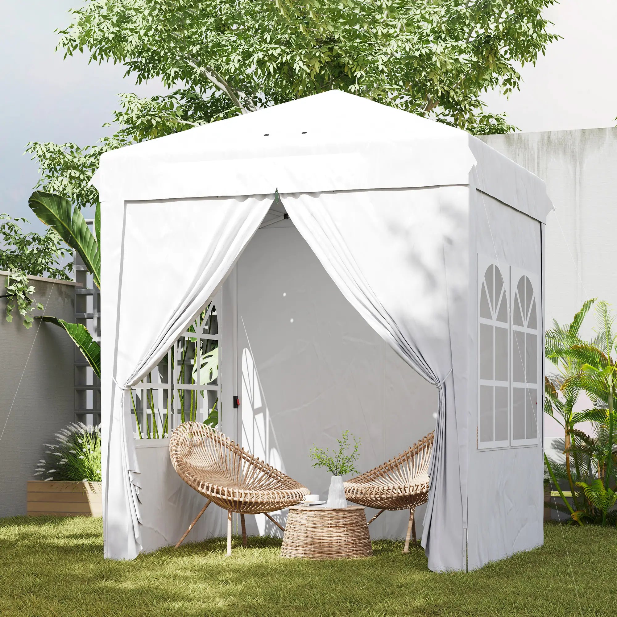 6.7' x 6.7' Pop-Up Canopy Tent, Adjustable Height, White Pop Up Canopies at Gallery Canada