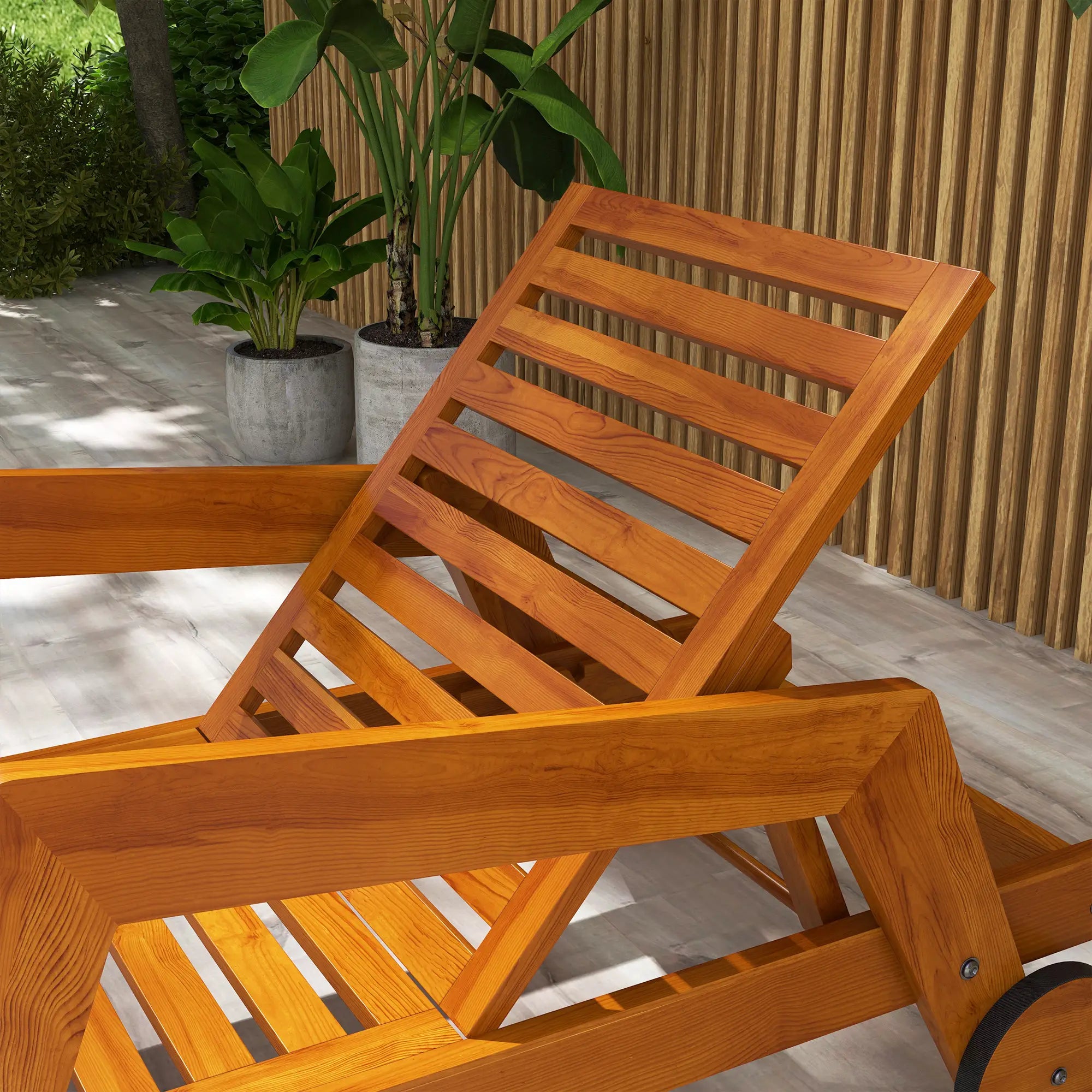 Wood Lounge Chair, 3-Position Adjustable, Orange Lounger Chairs at Gallery Canada