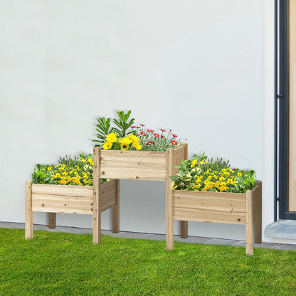 Freestanding Wooden Plant Stand, 3 Tier Raised Garden Bed, Natural Elevated Garden Beds at Gallery Canada