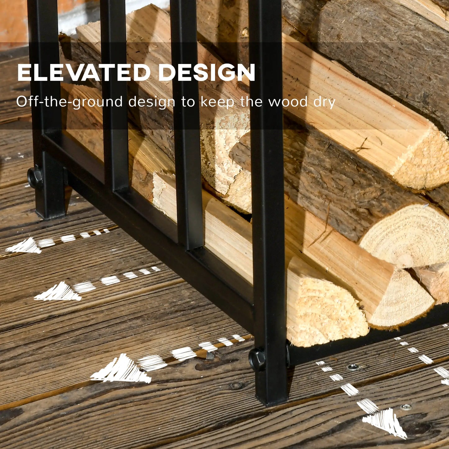 3-Tier Firewood Rack, Heavy Duty Wood Storage, Black Firewood Racks at Gallery Canada