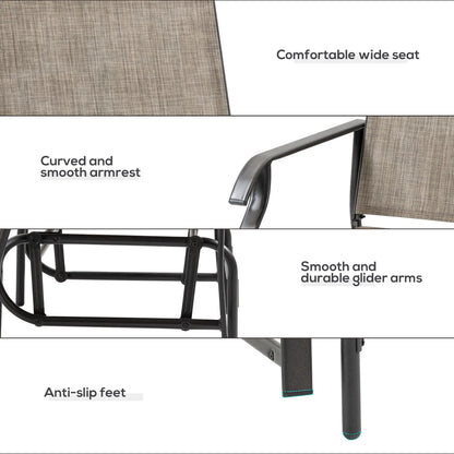 2 Outdoor Glider Chairs, 2 Person, Breathable Mesh, Steel Frame, Dark Brown Outdoor Rocking Chairs at Gallery Canada