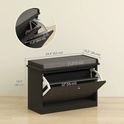 Shoe Storage Bench with Seat, Flip Drawer, Adjustable Shelf, 6 Pairs Shoe Storage Cabinets & Racks at Gallery Canada