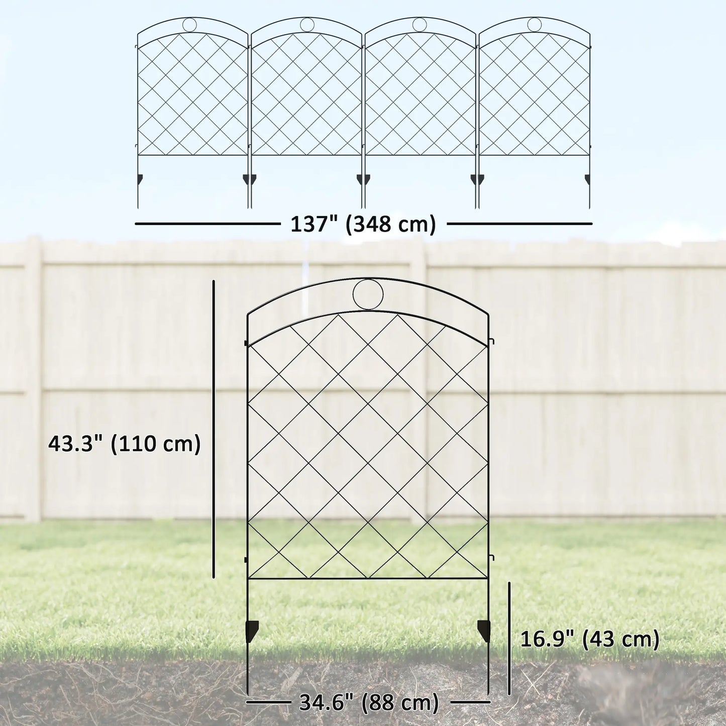 4 Pack Garden Fencing, Decorative Fence Panels, Animal Barrier, Flower Edging, Circle, Black Garden Fences at Gallery Canada
