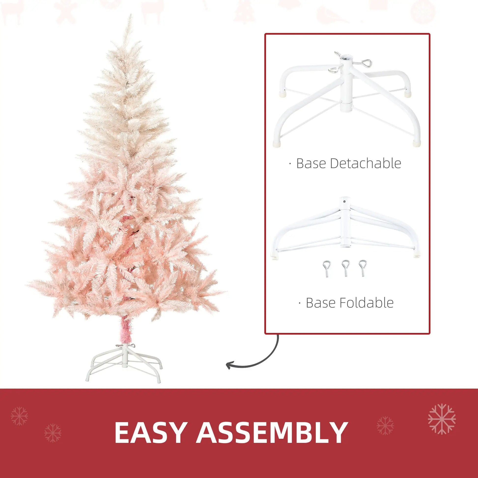 7ft Artificial Christmas Tree, Automatic Open, White and Pink Artificial Christmas Trees at Gallery Canada