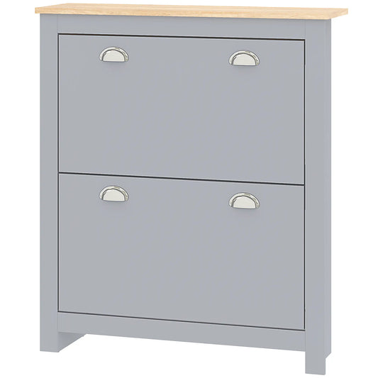 Shoe Cabinet, 2 Flip Drawers, Adjustable Shelves, 12 Pair, Grey Shoe Storage Cabinets & Racks Grey, Natural at Gallery Canada
