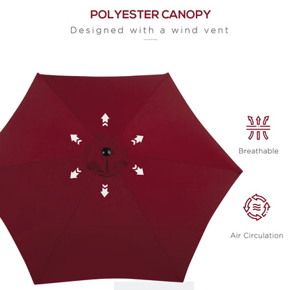 8.5FT Round Garden Parasol, 6 Ribs, Tilt Canopy with Crank Handle, Wine Red Sun Umbrellas at Gallery Canada