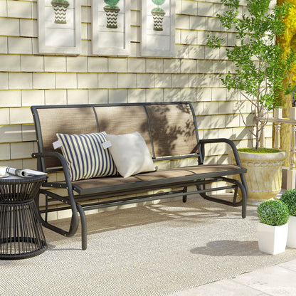 3-Seat Outdoor Glider Chair, Steel Frame, Sling Fabric, Brown Outdoor Gliders at Gallery Canada