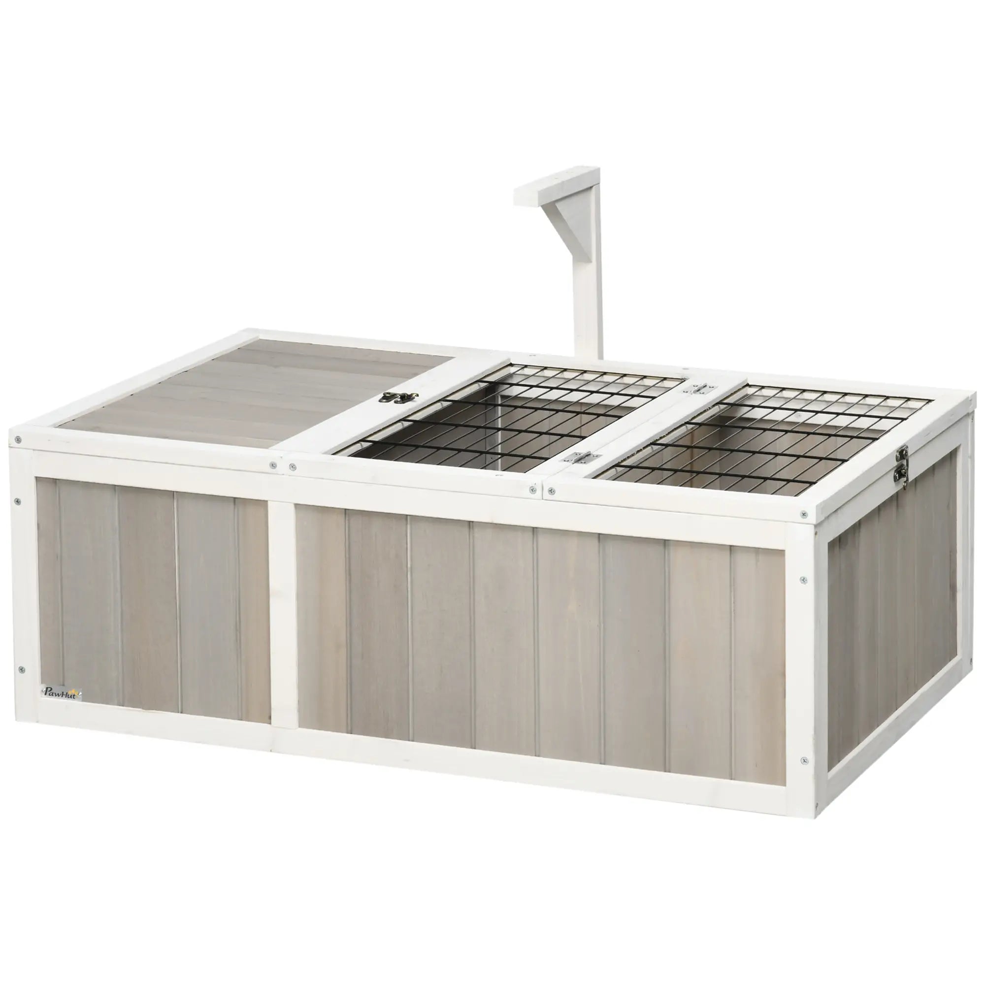 Wooden Tortoise Habitat, Openable Top, Run Cage, Two Rooms, Grey Houses & Habitats Grey, White at Gallery Canada