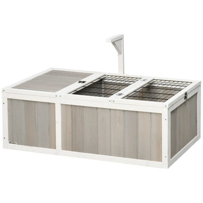 Wooden Tortoise Habitat, Openable Top, Run Cage, Two Rooms, Grey Houses & Habitats Grey, White at Gallery Canada