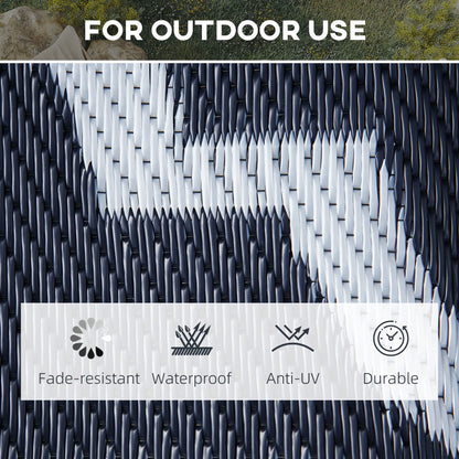 Reversible Outdoor RV Rug, 9' x 18', White, Patio Mat, Dark Blue Outdoor Reversible Rugs at Gallery Canada