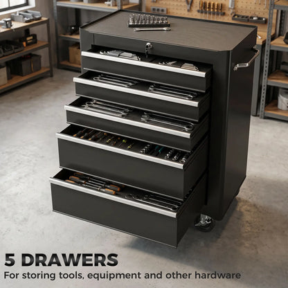 5-Drawer Rolling Tool Cabinet, Lockable Tool Chest, Black Tool Organizers at Gallery Canada