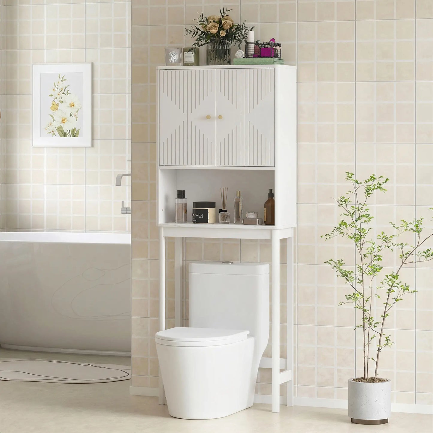 Over The Toilet Storage Cabinet, Adjustable Shelf, Open Shelf, White Over The Toilet Storage at Gallery Canada