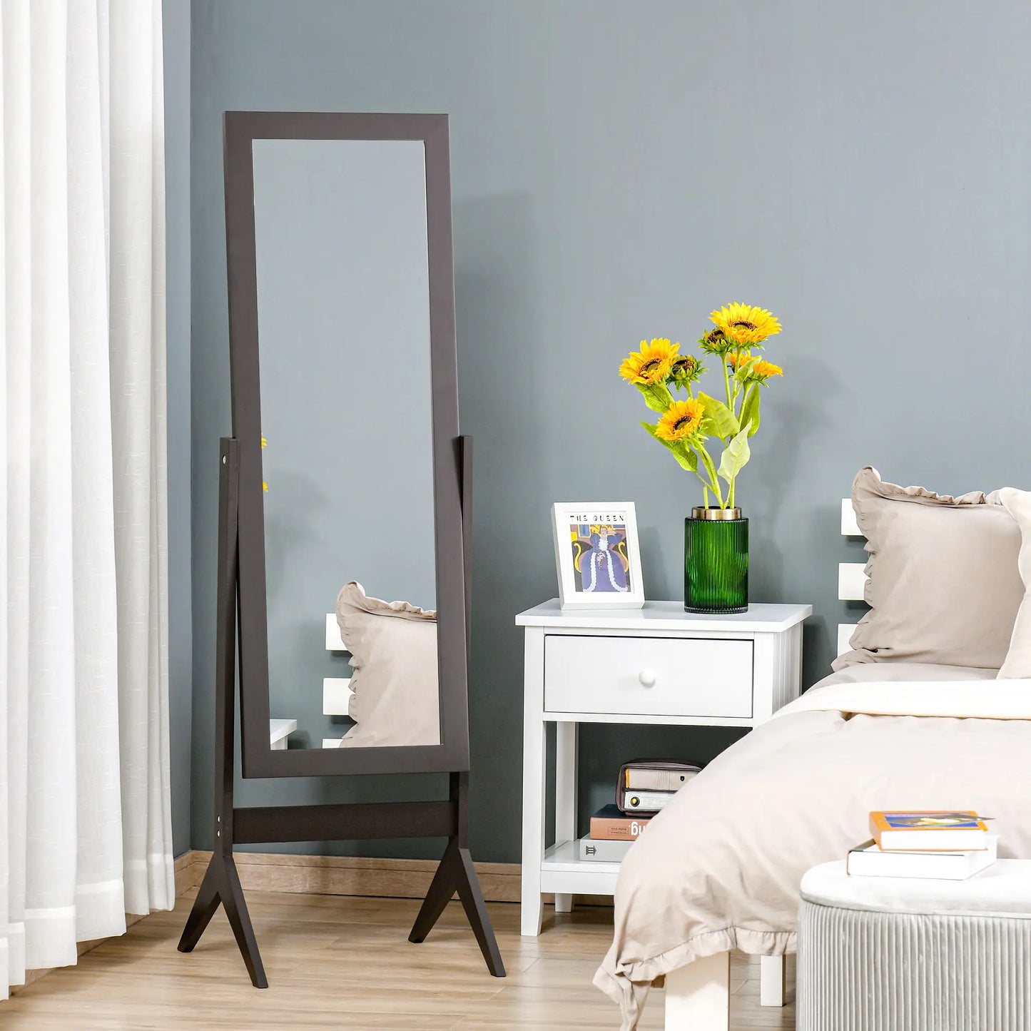 Full Length Mirror, Free Standing, Adjustable Angle, Dark Brown Full Length Mirrors at Gallery Canada